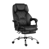 Artiss Executive Office Chair Leather Footrest Black Chez Guru