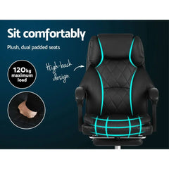 Artiss Executive Office Chair Leather Footrest Black Chez Guru