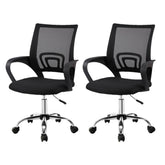 Artiss 2x Mesh Office Chair Mid Back Black