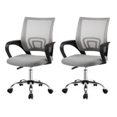 Artiss 2x Mesh Office Chair Mid Back Grey Chez Guru