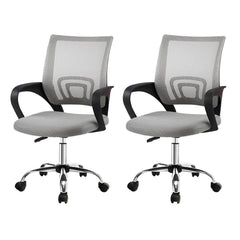 Artiss 2x Mesh Office Chair Mid Back Grey Chez Guru