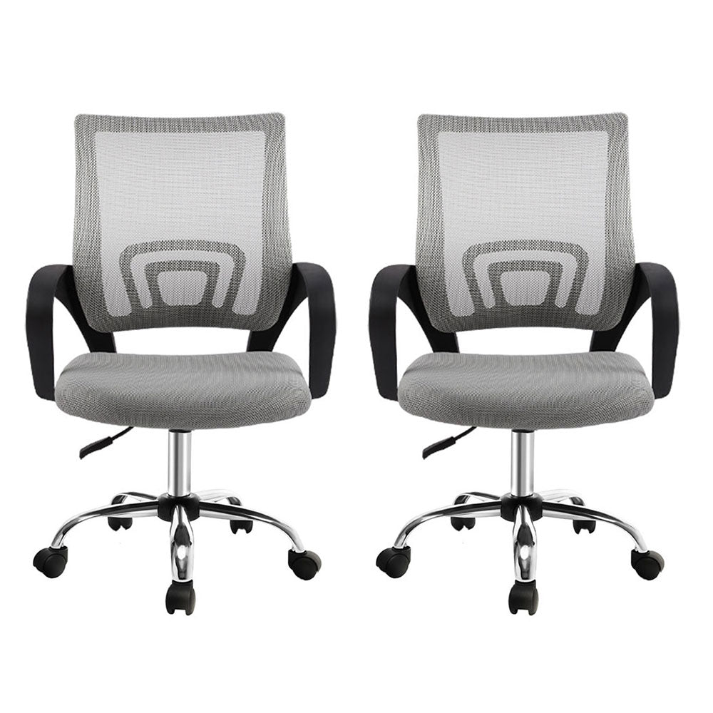 Artiss 2x Mesh Office Chair Mid Back Grey Chez Guru
