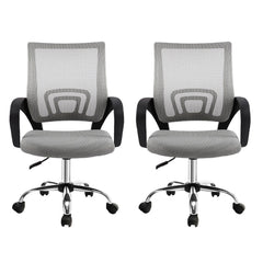 Artiss 2x Mesh Office Chair Mid Back Grey Chez Guru