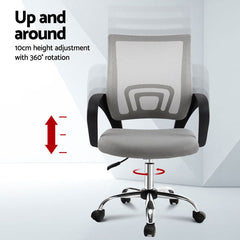 Artiss 2x Mesh Office Chair Mid Back Grey Chez Guru