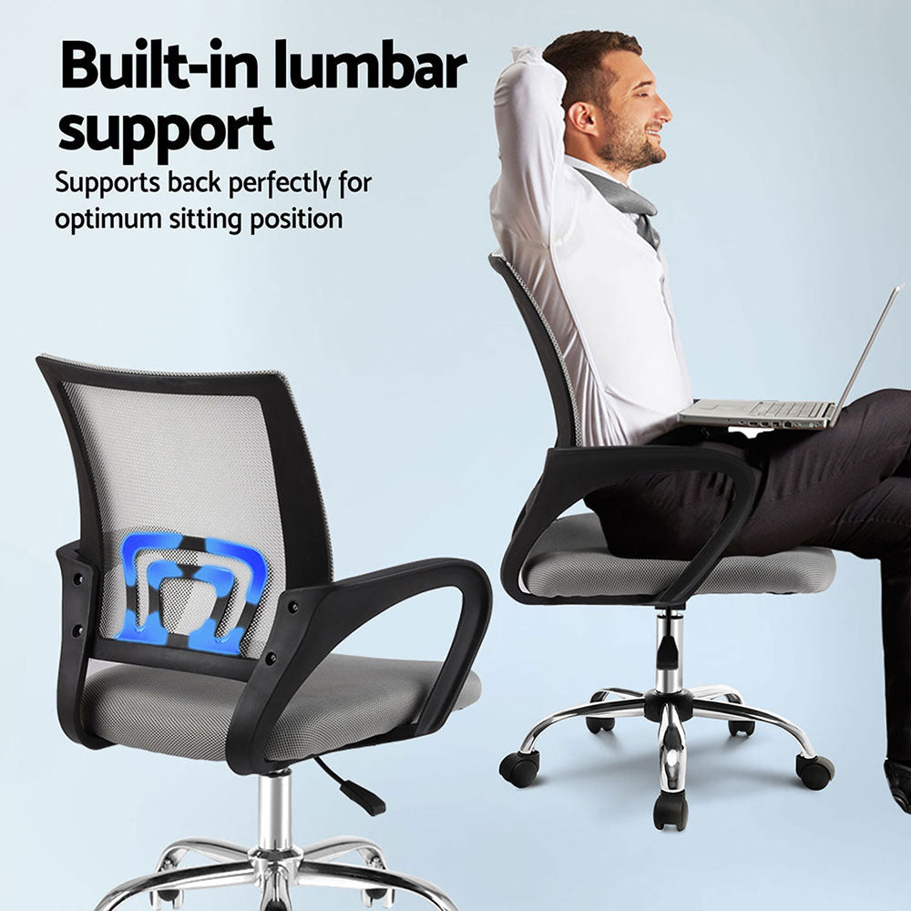 Artiss 2x Mesh Office Chair Mid Back Grey Chez Guru