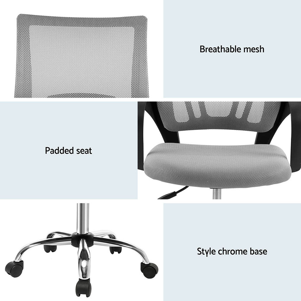 Artiss 2x Mesh Office Chair Mid Back Grey Chez Guru