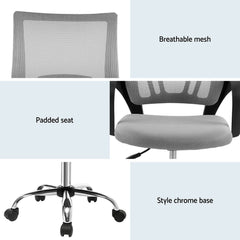 Artiss 2x Mesh Office Chair Mid Back Grey Chez Guru