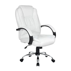 Artiss Executive Office Chair Leather Tilt White Chez Guru