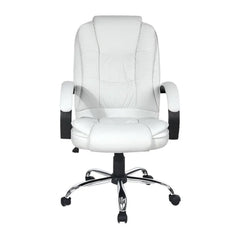 Artiss Executive Office Chair Leather Tilt White Chez Guru