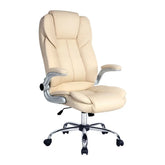 Artiss Executive Office Chair Leather Tilt Beige Chez Guru