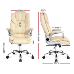Artiss Executive Office Chair Leather Tilt Beige Chez Guru