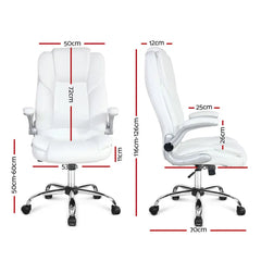 Artiss Executive Office Chair Leather Tilt White Chez Guru