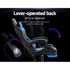 Artiss Gaming Office Chair Recliner Footrest Blue Chez Guru