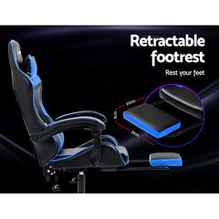 Artiss Gaming Office Chair Recliner Footrest Blue Chez Guru