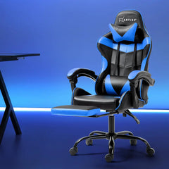 Artiss Gaming Office Chair Recliner Footrest Blue Chez Guru