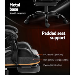 Artiss Gaming Office Chair Executive Computer Leather Chairs Footrest Grey Chez Guru