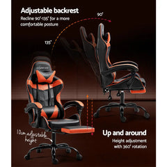 Artiss Gaming Office Chair Executive Computer Leather Chairs Footrest Orange Chez Guru