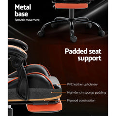 Artiss Gaming Office Chair Executive Computer Leather Chairs Footrest Orange Chez Guru