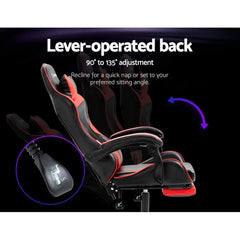 Artiss Gaming Office Chair Recliner Footrest Red Chez Guru