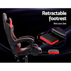 Artiss Gaming Office Chair Recliner Footrest Red Chez Guru