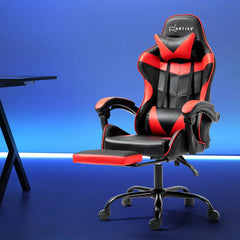 Artiss Gaming Office Chair Recliner Footrest Red Chez Guru