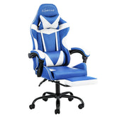 Artiss Gaming Office Chair Executive Computer Leather Chairs Footrest Blue White Chez Guru