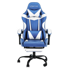 Artiss Gaming Office Chair Executive Computer Leather Chairs Footrest Blue White Chez Guru