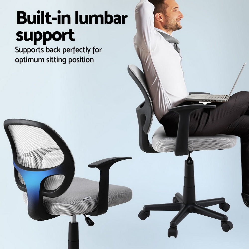 Artiss Mesh Office Chair Computer Gaming Desk Chairs Work Study Mid Back Grey Chez Guru