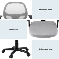Artiss Mesh Office Chair Computer Gaming Desk Chairs Work Study Mid Back Grey Chez Guru