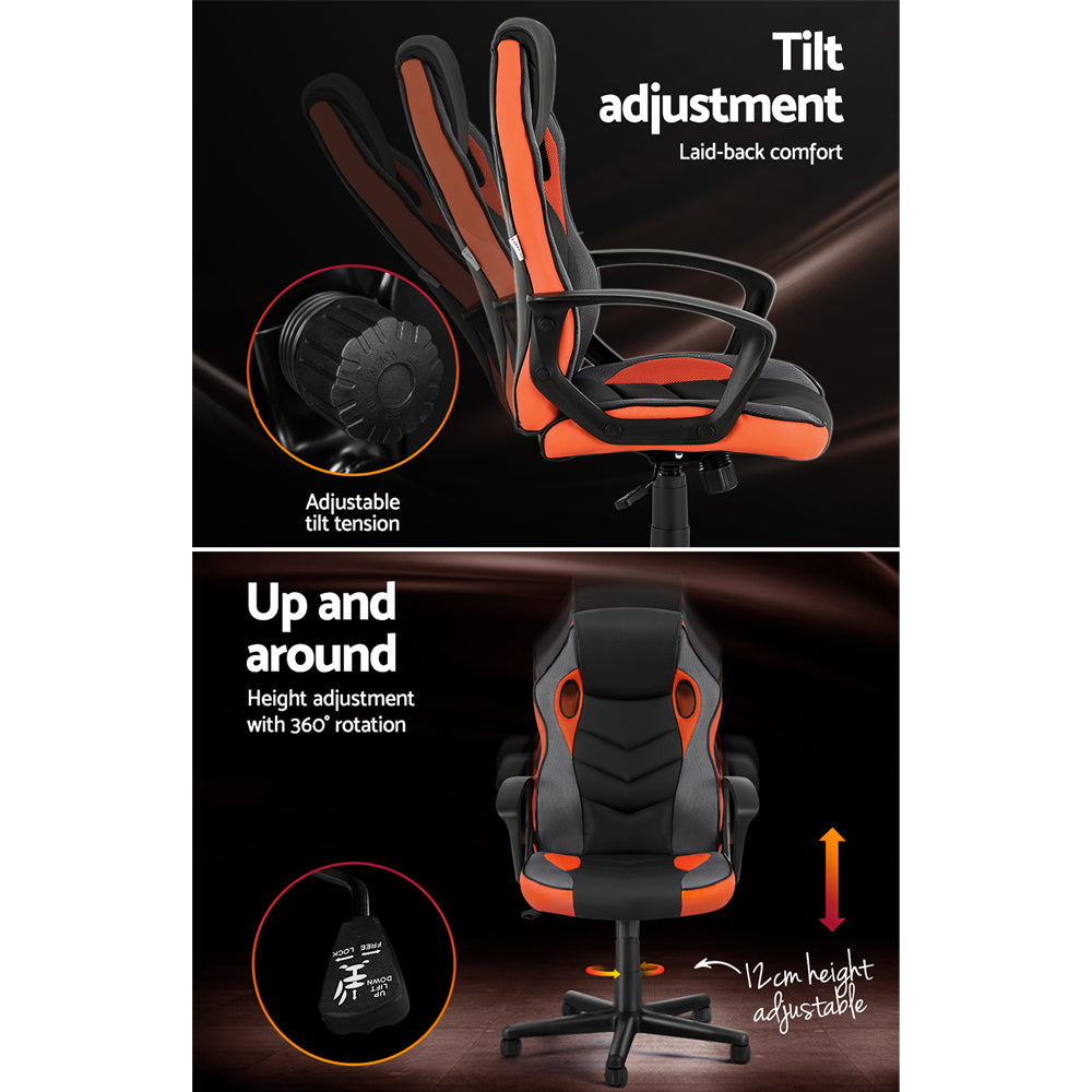 Artiss Gaming Office Chair Computer Executive Racing Chairs High Back Orange Chez Guru