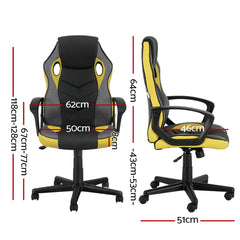 Artiss Gaming Office Chair Computer Executive Racing Chairs High Back Yellow Chez Guru