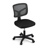 Artiss Armless Office Chair with Wheels, Ergonomic 360° Swivel Home Office Desk Chair, Height Adjustable Computer Task Chair with Fabric Back and Seat for Small Space, Black