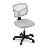 Artiss Armless Office Chair with Wheels, Ergonomic 360° Swivel Home Office Desk Chair, Height Adjustable Computer Task Chair with Fabric Back and Seat for Small Space, Grey