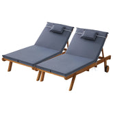 Gardeon 2x Sun Lounge Wooden Lounger Outdoor Furniture Day Bed Wheel Patio Grey Chez Guru
