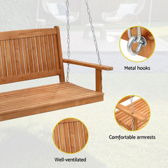 Gardeon Porch Swing Chair With Chain Outdoor Furniture Wooden Bench 2 Seater Chez Guru