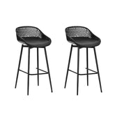 Gardeon 2x Outdoor Bar Stools Plastic Black Chez Guru