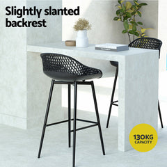 Gardeon 2x Outdoor Bar Stools Plastic Black Chez Guru