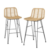 Gardeon 2x Outdoor Bar Stools Rattan Nature Chez Guru