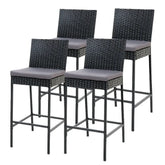 Gardeon 4-Piece Outdoor Bar Stools Dining Chair Bar Stools Rattan Furniture - Chez Guru