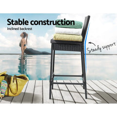 Gardeon 4-Piece Outdoor Bar Stools Dining Chair Bar Stools Rattan Furniture - Chez Guru