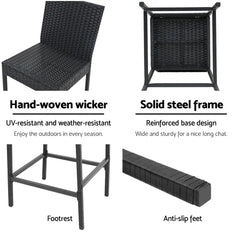 Gardeon 4-Piece Outdoor Bar Stools Dining Chair Bar Stools Rattan Furniture - Chez Guru