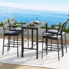 Gardeon Outdoor Bar Set 5-Piece Patio Dining Chairs Aluminium Table Stools Chez Guru