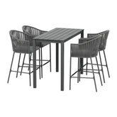 Gardeon 5-Piece Outdoor Bar Set Dining Table Rope Chair Patio Bistro Set Chez Guru