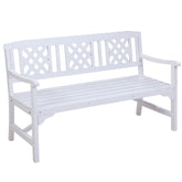 Gardeon Outdoor Garden Bench Wooden Chair 3 Seat Patio Furniture Lounge White Chez Guru