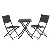 Gardeon Outdoor Bistro Set Folding Table and Chairs Patio Furniture Garden Steel Black
