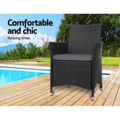 Gardeon Outdoor Dining Chairs Patio Furniture Wicker Garden Cushion Idris 2PC Chez Guru