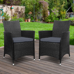 Gardeon Outdoor Dining Chairs Patio Furniture Wicker Garden Cushion Idris 2PC Chez Guru