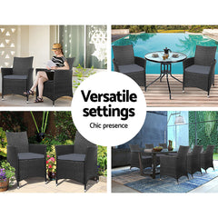 Gardeon Outdoor Dining Chairs Patio Furniture Wicker Garden Cushion Idris 2PC Chez Guru