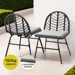 Gardeon 2x Outdoor Chairs Dining Chair Lounge Wicker Patio Furniture Black Chez Guru