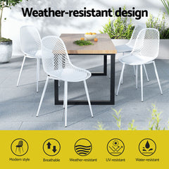 Gardeon 4PC Outdoor Dining Chairs PP Lounge Chair Patio Garden Furniture White Chez Guru